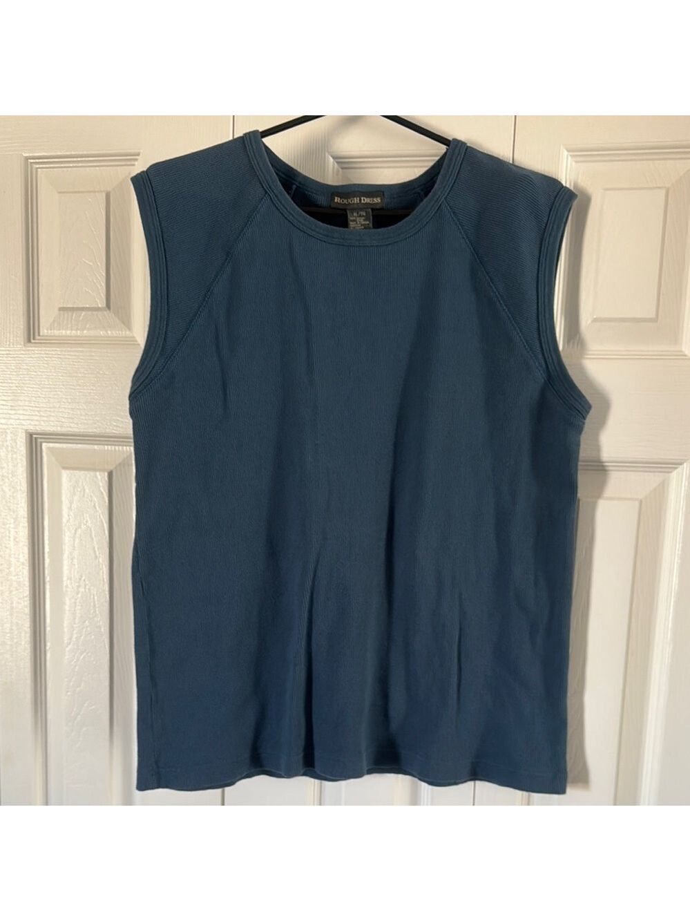 Rough Dress Blue Muscle Tee with Boxy Pleated Design Size XL
